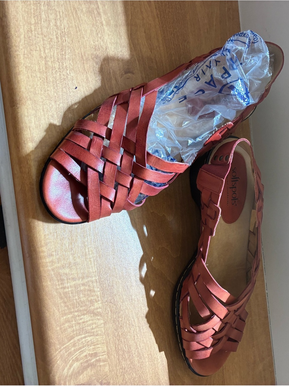 Softspots Woven Slingback Wedge Sandals - Coral Red